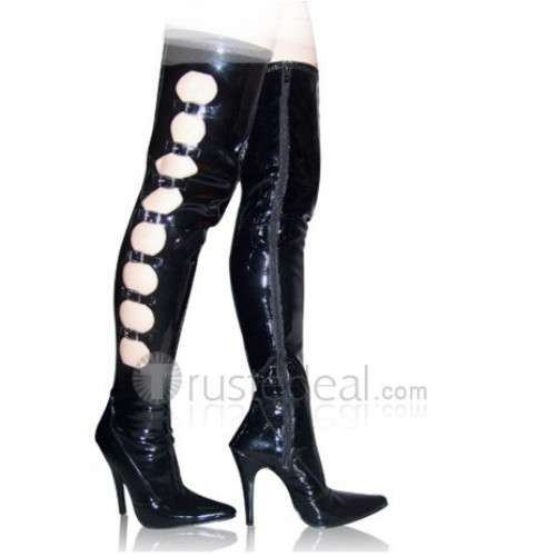 Patent Leather Upper High Heel Thigh-Length Closed-toes Sexy Boots(11850)