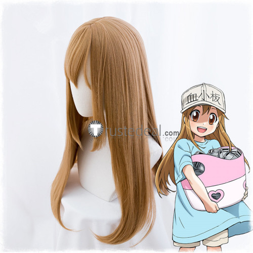 Cells at Work Hataraku Saibou Platelet Long Brown Cosplay Wig