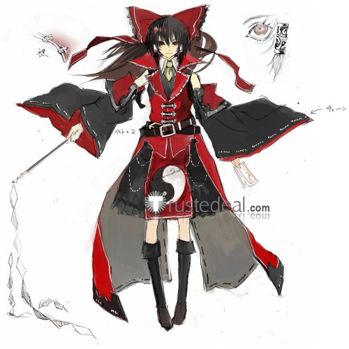 Touhou Project Koumajou Densetsu Reimu Hakurei Red Black Cosplay Costume