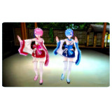 Re Zero Gokuraku Jodo Rem Ram Pink Blue Cosplay Costumes