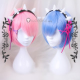 Re Zero Gokuraku Jodo Rem Ram Pink Blue Cosplay Costumes