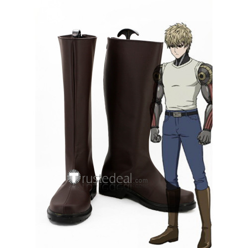 One Punch Man Genos Brown Cosplay Boots Shoes