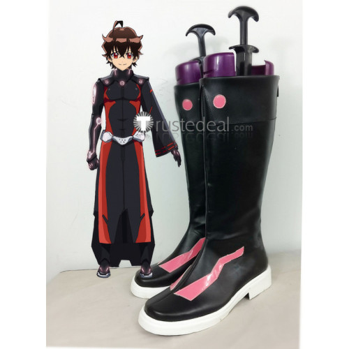 Twin Star Exorcists Sousei no Onmyouji Rokuro Enmado Black Cosplay Boots Shoes