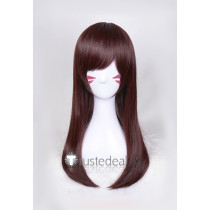Overwatch DVA Long Brown Maroon Cosplay Wig