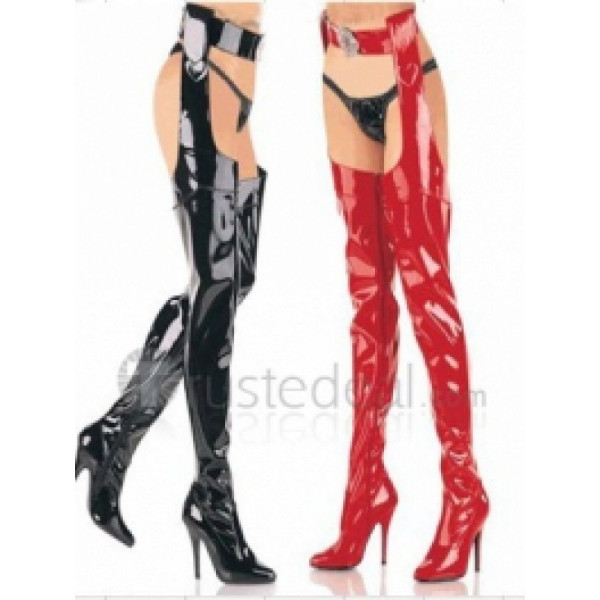 Patent Leather Upper High Heel Thigh-Length Closed-toes Sexy Boots(3040)