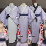 Kimetsu no Yaiba Demon Slayer Tanjiro kamado Zenitsu Agatsuma Inosuke Hashibira Purple Yukata Kimono Cosplay Costumes