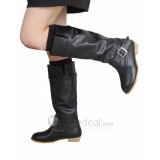 Top quality PU flat heel with strap knee boots(D1021)