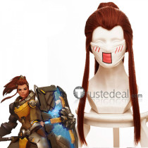 Overwatch Support Brigitte Red Brown Cosplay Wig