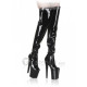 Patent Leather Upper High Heel Closed-toes Platform Sexy Boots(150-5)