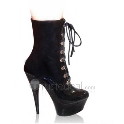 Patent Leather Upper High Heel Ankle-Length Closed-toes Platform Sexy Boots(12785)