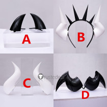 Helltaker Lucifer Malina Beelzebub Pandemonica Justice Zdrada White Black Horns Cosplay Props