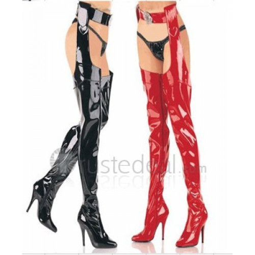 Patent Leather Upper High Heel Thigh-Length Closed-toes Sexy Boots(3040)