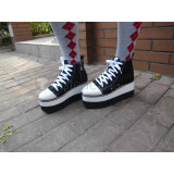 Black Canvas Pleather Sneakers