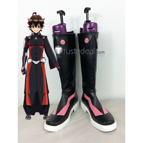 Twin Star Exorcists Sousei no Onmyouji Rokuro Enmado Black Cosplay Boots Shoes