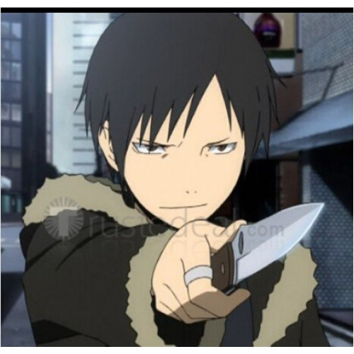 Durarara!! Izaya Orihara Black Cosplay Costume with Fur