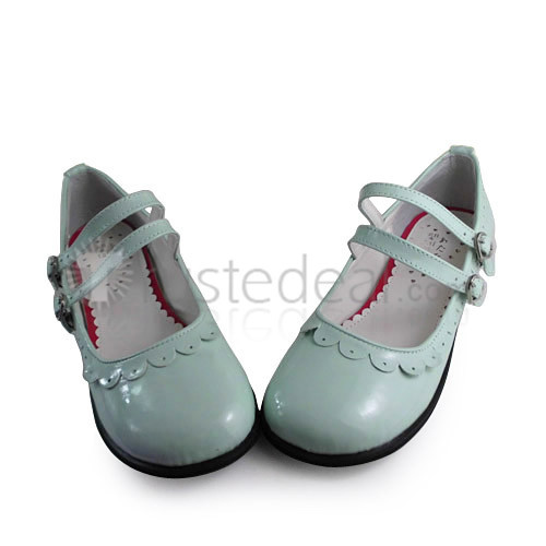 White Black Heart Side Bow Lolita Shoes