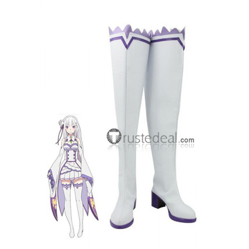 ReZero kara Hajimeru Isekai Seikatsu Emilia Elf Idol White Cosplay Shoes Boots