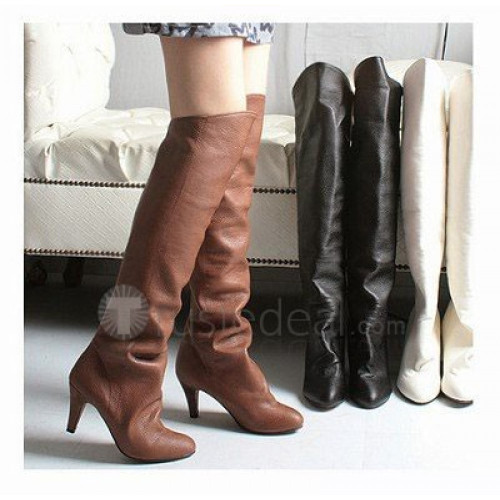 Top quality PU meduim heel knee boots(D1054)