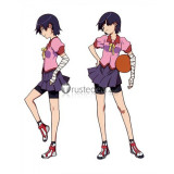 Monogatari Suruga Kanbaru Pink Blue School Uniform Cosplay Costume