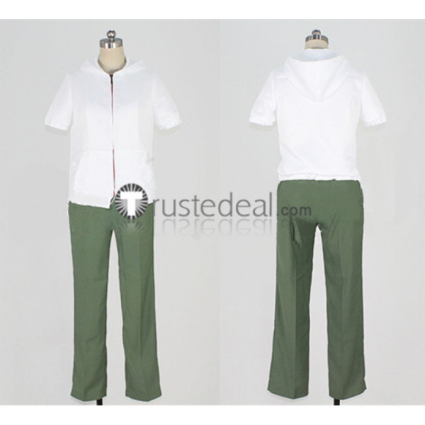 Nisemonogatari Koyomi Araragi White Green Cosplay Costume