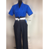 Rurouni Kenshin Hiko Seijuro XIII White Blue Cosplay Costume