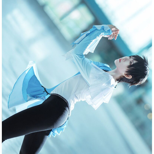 Yuri on Ice Katsuki Yuuri Skating Performance Blue White Gradients Uniform Cosplay Costume