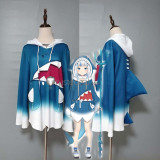 Vtuber Gawr Gura Shark Blue Hoodie Cosplay Costume