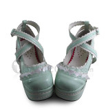 White Black Bows Trim Lolita Shoes