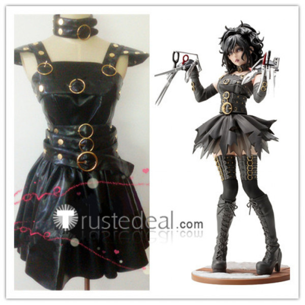 Edward Scissorhands Bishoujo Female Gothic Halloween Black Cosplay Costume