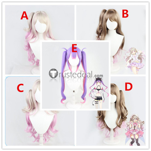 Vtuber Virtual YouTuber Hololive Hinata Cocomi Tokoyami Towa Purple Pink Ponytails Cosplay Wigs