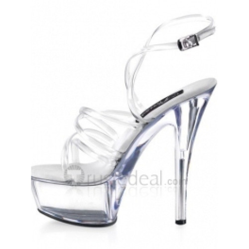 Plastic Sheet Upper High Heel Open-toes Platform Sexy Sandals(99-58)