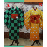 Kimetsu no Yaiba Demon Slayer District Arc Tanjiro kamado Zenitsu Agatsuma Inosuke Hashibira Female Version Kimono Cosplay Costumes