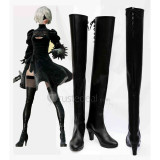 Nier Automata 2B YoRHa Commander White Black Cosplay Boots Shoes