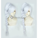 RWBY 7 Weiss Schnee Long Silver Ponytail Cosplay Wigs
