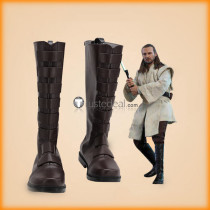 Star Wars Qui-Gon Jinn Brown Black Cosplay Shoes Boots