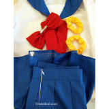 Pop Team Epic Poputepipikku Popuko Pipimi Blue White School Uniform Cosplay Costume