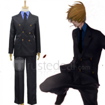 One Piece Sanji Black Suit Cosplay Costume
