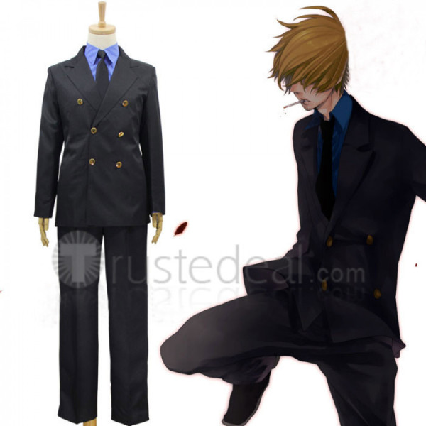 One Piece Sanji Black Suit Cosplay Costume