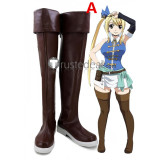 Fairy Tail Lucy Heartfilia White Brown Cosplay Boots Shoes