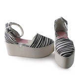 White Wedges Buckle Strap Sandals