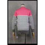 Kurokos Basketball Kuroko Tetsuya Pink-Gray Stripes Sweater Cosplay Costume