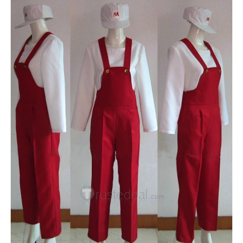 Super Mario Red White Overalls Mario Cosplay Costume