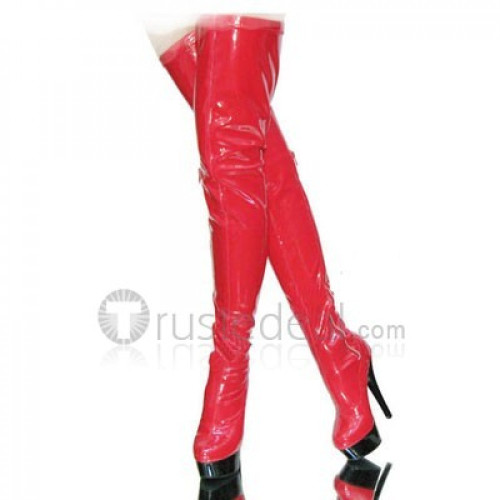 Patent Leather Upper High Heel Thigh-Length Closed-toes Platform Sexy Boots(3401B-WC)
