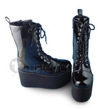 Matte Black Lace Up Classic Girls Boots