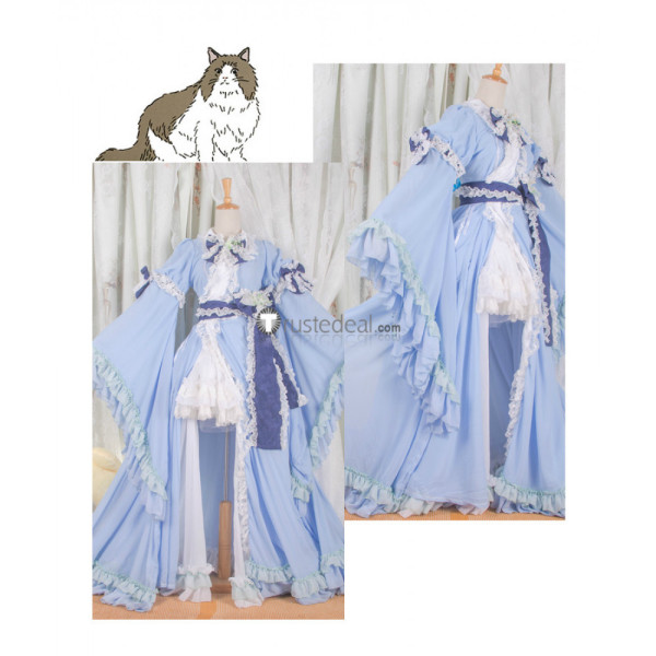 Touhou Project Yuyuko Saigyouji Lolita Blue Dress Cosplay Costume