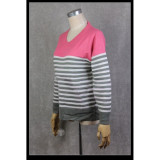 Kurokos Basketball Kuroko Tetsuya Pink-Gray Stripes Sweater Cosplay Costume