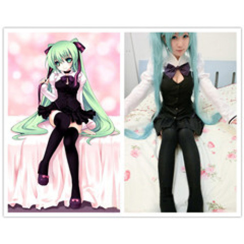 Vocaloid Miku Hatsune Black Cosplay Costume