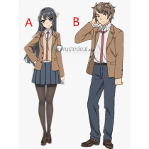 Seishun Buta Yarou Rascal Does Not Dream of Bunny Girl Senpai Sakuta Azusagawa Mai Sakurajima School Uniform Cosplay Costumes