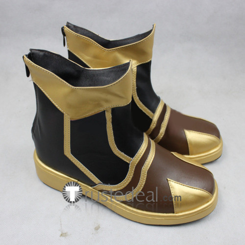 Kingdom Hearts Birth by Sleep Terra Black Gold Low Shaft Cosplay Boots Shoes