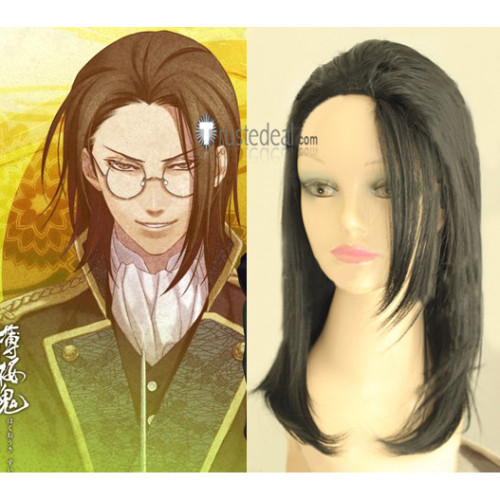 Hakuouki Sannan Keisuke Black Brown Cosplay Wig